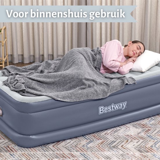 Bestway luchtbed - 1-Persoons - 97 x 191 x 51 cm - Grijs - Inclusief pomp en Hoeslaken van Merkloos — afbeelding 3