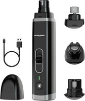Vulpes Pets® Lime à Ongles Electrique pour Animaux domestiques de Compagnie - Cutter - Ciseaux - Tondeuse - Rechargeable - Sans Fil - Tête de Lime Diamant - pour Chiens, Chats et Animaux - PRO - Zwart