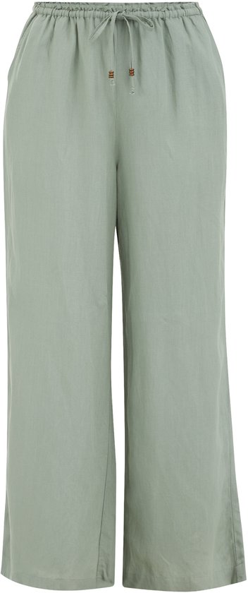 WE Fashion Dames relaxedd fit broek van linnenmix - Curve