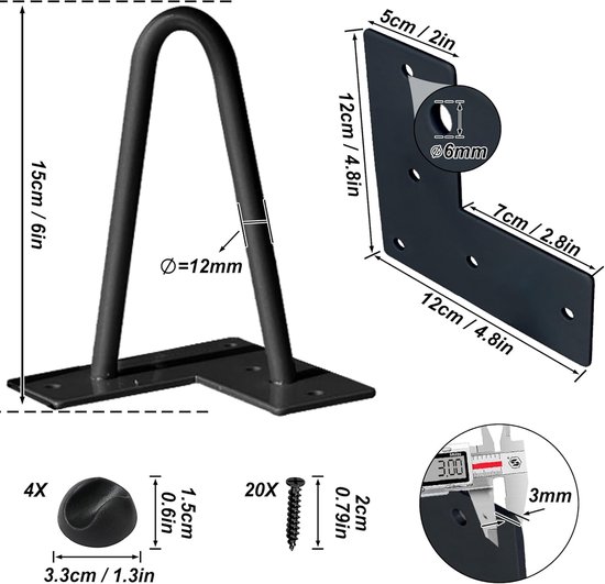 YheenLf Metalen salontafel poten set van 2, zwaar belastbare industriële doe-het-zelf meubels tafelpoten, zwarte ontbijt bar standaard bank eettafel poten, stevig en stabiel, T-type, 30×41.5 cm