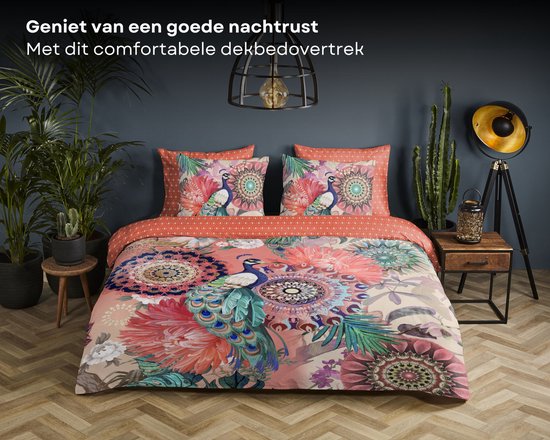 HIP dekbedovertrek mandalas en een pauw - 1 persoons 140x200/220 cm - Multi - 100% Katoen satijn van Merkloos — afbeelding 5