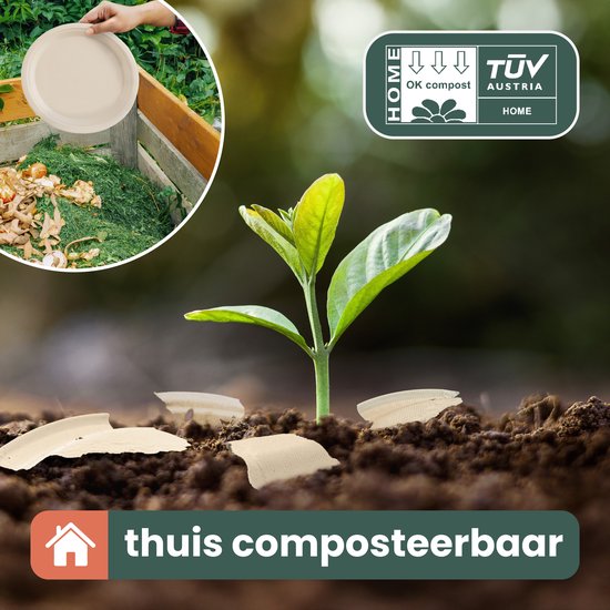 Bio ovaal bord suikerriet pure 26 x 20 cm PFAS-vrij bagasse naturel