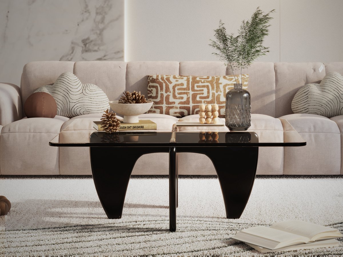 Salontafel - Zwart Hout - Glas - Tafel - Design Tafel - Coffee table - Koffietafel