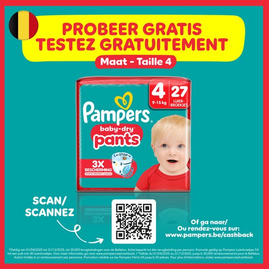 Pampers Baby-Dry Pants Luierbroekjes Maat 4 - 27 luierbroekjes - 9kg-15kg