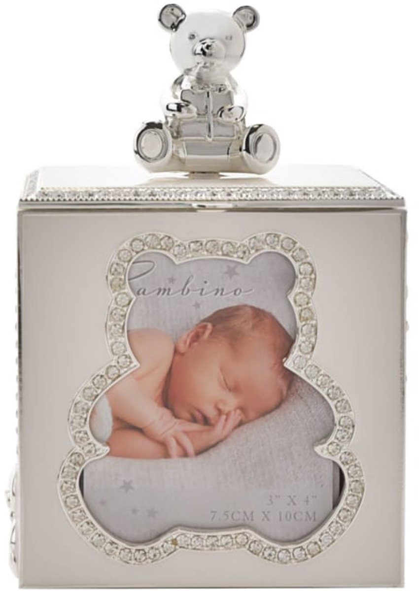 Bambino fotolijst en keepsakebox met verzilverd beertje - Kraamcadeau