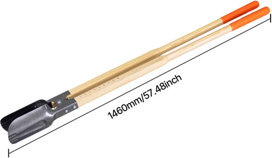 Grondspade, robuuste handmatige grondspade met metalen blad en schaalverdeling, gereedschap met houten handvat voor tuinieren en tuinieren, 57,5 inch — afbeelding 5