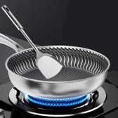 Bol.com Drielaags Roestvrijstalen Koekenpan 316 – 30 cm Dubbelzijdige Honingraat Wokpan Geschikt voor Alle Kachels Inductie Gas ... aanbieding