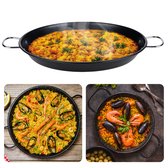 Cheqo® Luxe Paellapan - Paella Pan - Antiaanbak - Alle Warmtebronnen - Grote Stalen Pan voor Inductie