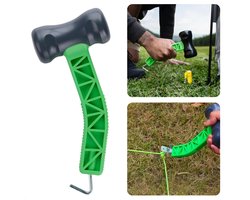 Cheqo® Kampeerhamer met Haringtrekker - Rubber hamer - Tenthamer - Campinghamer - Lichtgewicht - Outdoor Hamer met Haak - Kunststof