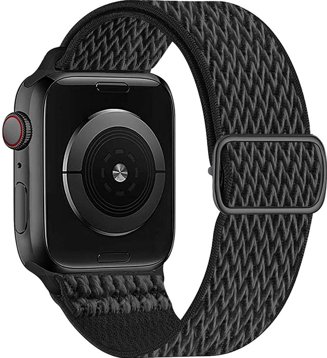 Mobigear Nylon Watch bandje geschikt voor Apple Watch Bandje Elastische band | Mobigear W Texture - 42/41/40/38 mm - Zwart