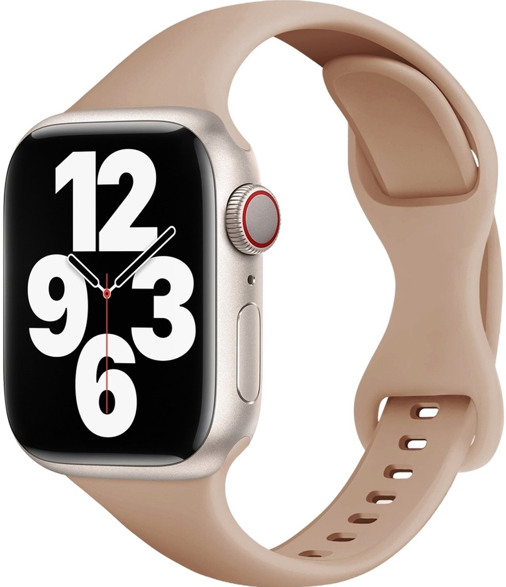 Mobigear Siliconen Watch bandje geschikt voor Apple Watch Bandje Druksluiting | Mobigear Sport Slim - 49/46/45/44 mm - Roze