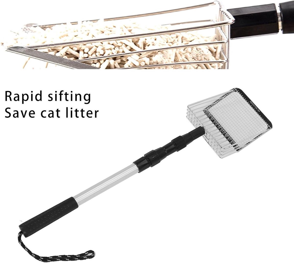 Anti Stick Stainless Steel Stretchbare Lange Handgreep Zeven Schep Kippenhok Accessoires Reinigingsgereedschap