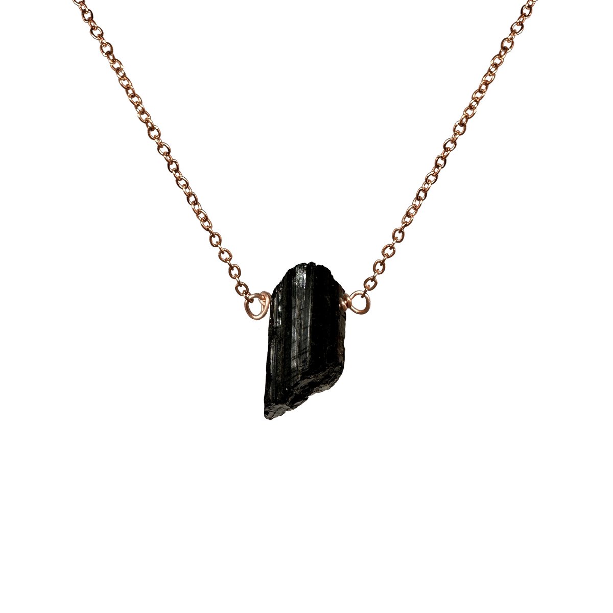 Zwarte toermalijn edelsteen ketting dames - Sieraden - Roestvrij staal ketting -Rose goudkleurige ketting - 45cm + 5cm - Perfecte cadeau voor je dierbaar
