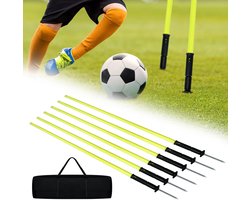 NAIZY slalom poles voetbaltraining accessoires 6pcs 1.5m slalom behendigheid poles set met stalen tips en draagtas, verende trainingspalen voor voetbaltraining fitness sport