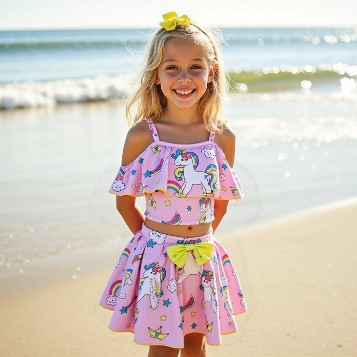 Joya Kids® Unicorn Bikini Roze Meisjes | Eenhoorn Bikini Set met Rokje | Unicorn Zwempak set | — afbeelding 5