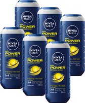 NIVEA MEN Power Refresh Douchegel - 3-in-1 Shower Gel - Shampoo - Voordeelverpakking - 6 x 250 ml