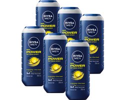 NIVEA MEN Power Refresh Douchegel Mannen - 3-in-1 Shower Gel - Shampoo - Voordeelverpakking - 6 x 250 ml