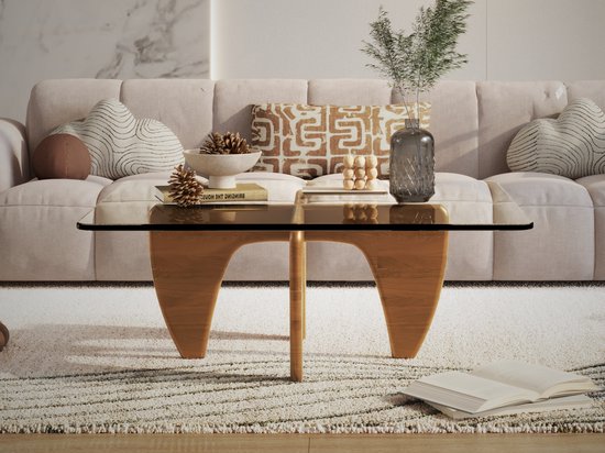 Salontafel Eiken - Hout - Glas - Tafel - Design Tafel - Coffee table