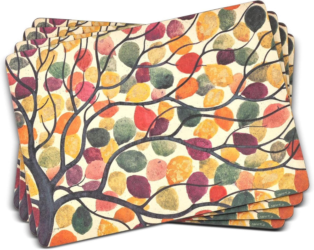 Meerkleurige Kurken Placemats Set van 4 - 40,1 x 29,8cm