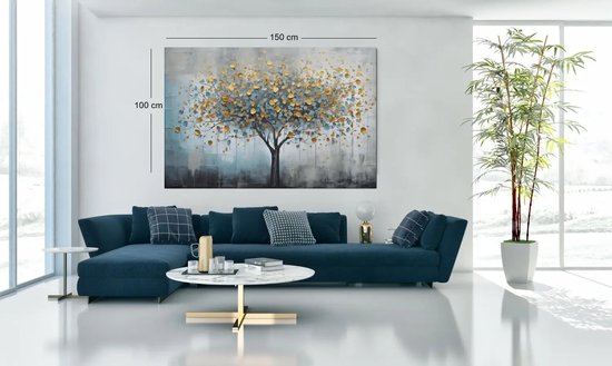 Peinture sur toile - Arbre de vie avec or - Art - 150x100x2 cm