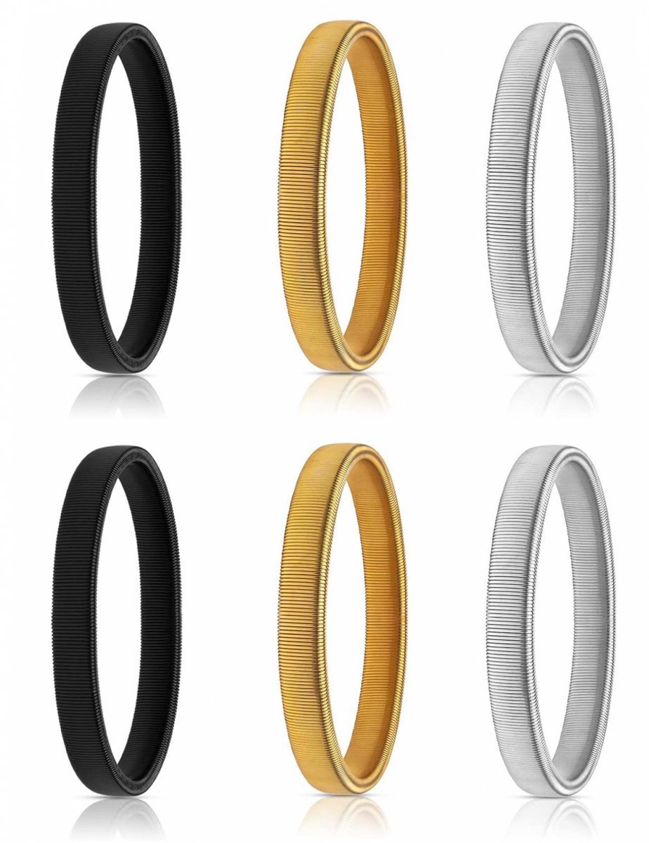 6 stuks - Mouwophouder - Metalen - Sleeve holder - Elastisch - Dames Heren - Sleeve holders - Elastische Metalen Armbanden