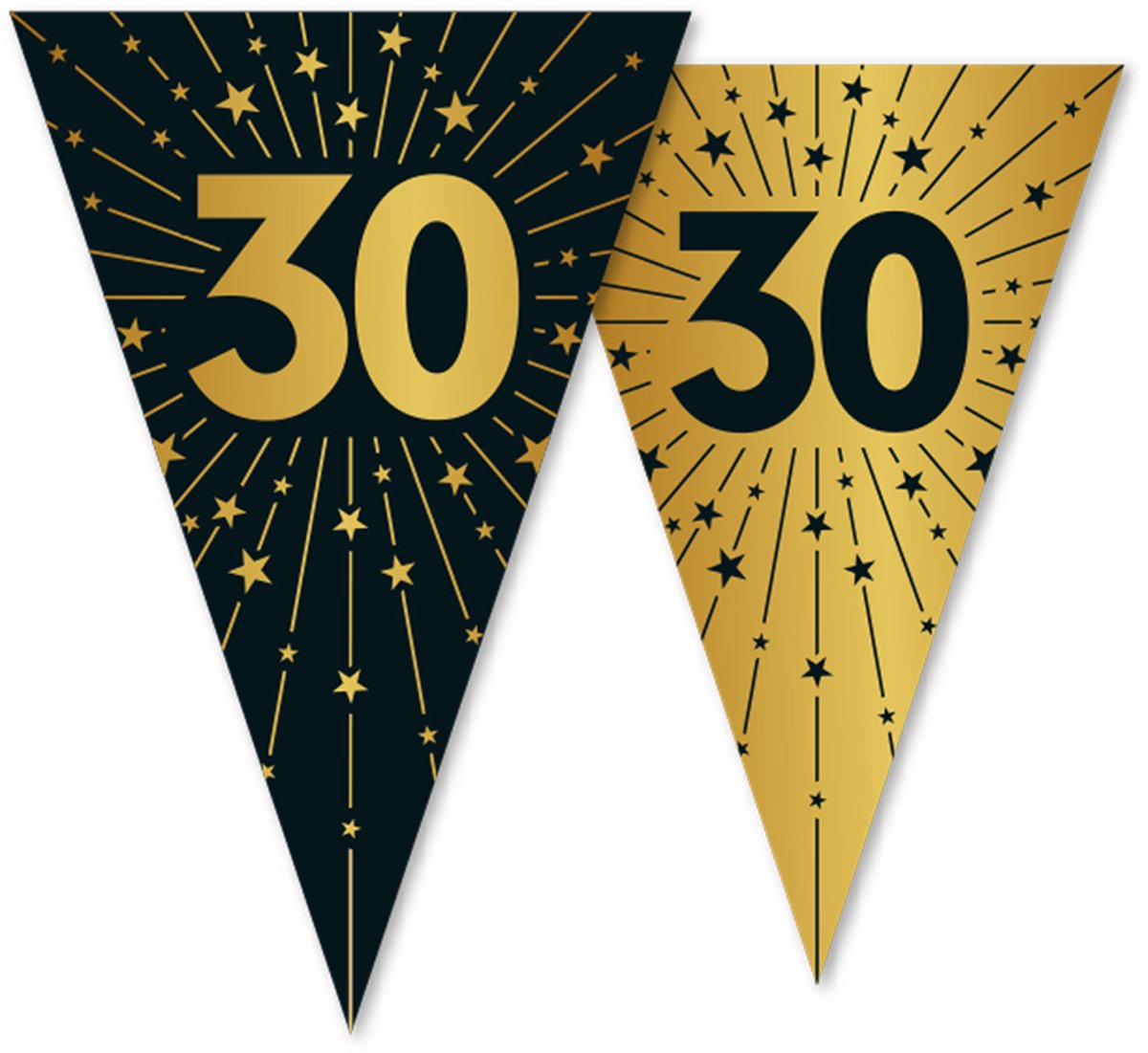 3x Vlaggenlijn 30 jaar zwart / goud 10 meter 2 zijdig bedrukt - Verjaardag Feestje Vlag Vlaggen Versiering Slinger Feestdecoratie Decoratie