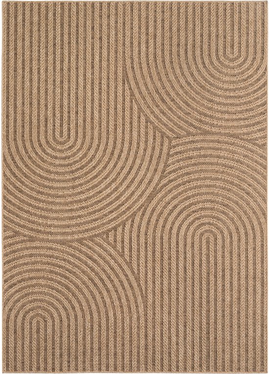 SIMPEX Indoor & Outdoor Vloerkleed - robuust, weerbestendig en onderhoudsvriendelijk, met natuurlijke jute-look, ideaal voor woonkamer, keuken, terras, tuin en balkon, 140x200 cm