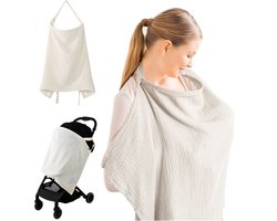 Muslin Nursing Cover for Baby Breastfeeding, Breathable 100% Cotton Breastfeeding Cover with Rigid Hoop for Mother Nursing Apron, Multi-use Carseat Canopy (moederdag cadeautje)
