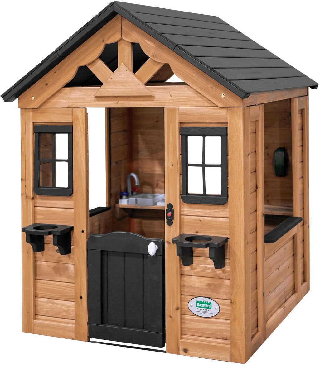 Backyard Discovery Sweetwater Speelhuis in Bruin / Grijs - Houten Speelhuisje met Speelkeuken en accessoires - Speelhuis voor de tuin / buiten — afbeelding 9