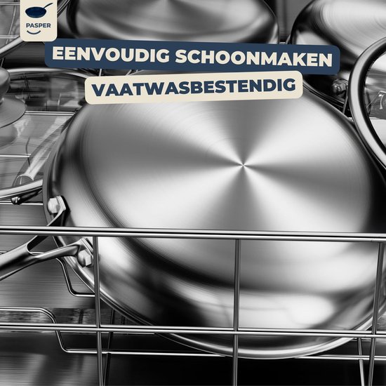 EliteHoff Premium Sauteerpan 22 cm, Antiaanbaklaag roestvrijstalen pan met waaierstructuur, Universele inductiepan voor alle kookplaten, PFOA-vrij, Oven- en vaatwasmachinebestendig, Zilver (E-7546
