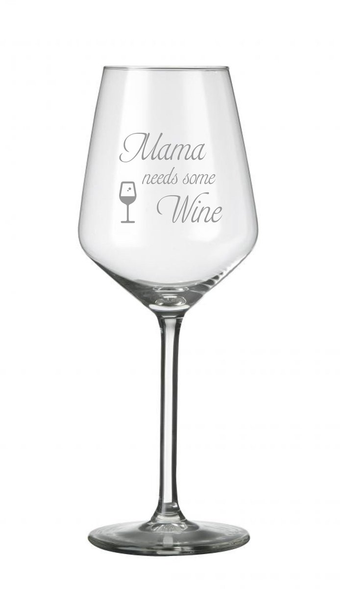 Moederdag - Moederdag cadeau - speciaal voor mama - uniek cadeau - cadeau van glas - glas met gravering - zandstraal gravering - wijnglas voor moeder - wijntje