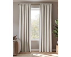 HOOMstyle Kant en Klaar Gordijn - Verduisterend - Met Plooiband - 140x270cm - Off White / Beige