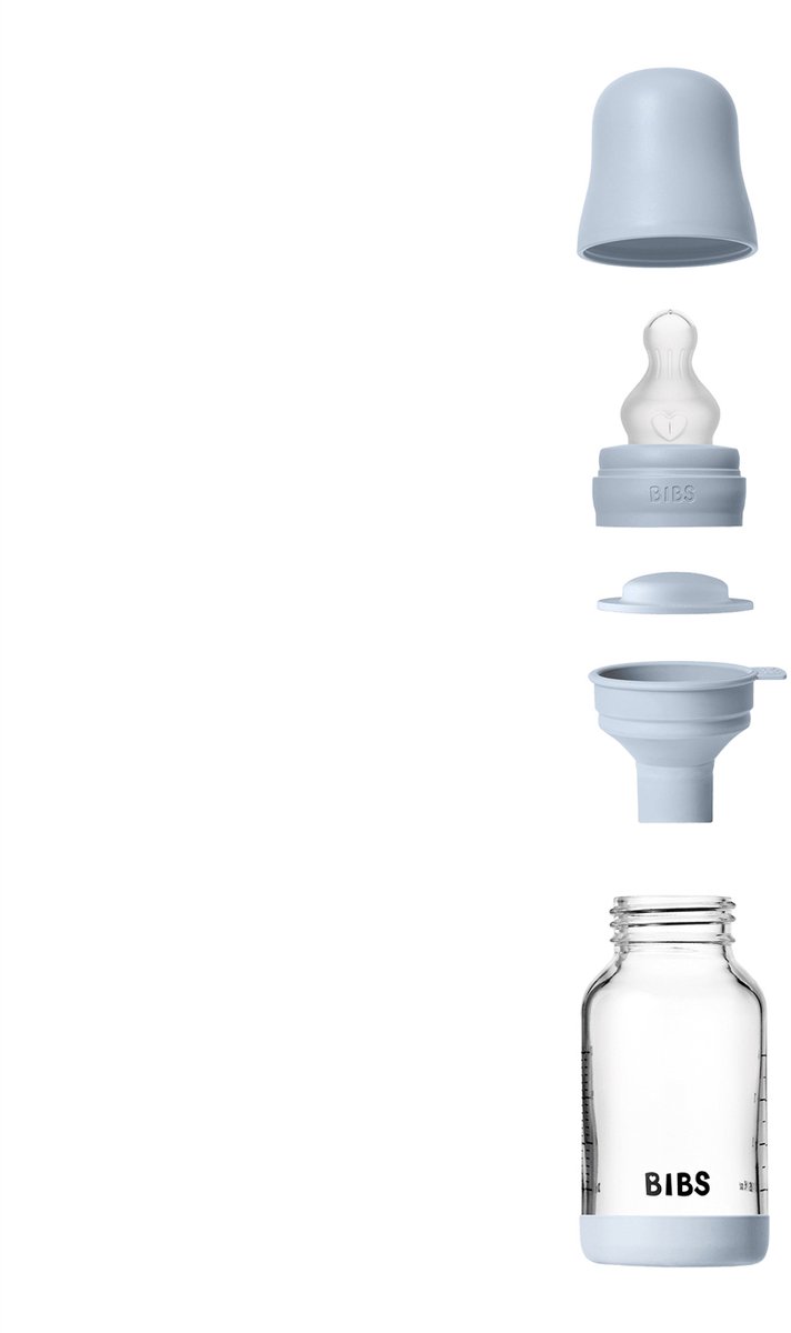 BIBS Fles - Slow Flow - 120 ml - Silicone/Glas - Baby Blue van Merkloos — afbeelding 2