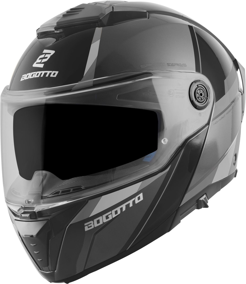 Bogotto FF404 Ezion Zwart Grijs Systeemhelm - Maat XL - Helm