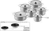 DUCQ 3-laags pannenset 6 delig (downdraft pannenset) + 20cm koekenpan + wok cadeau