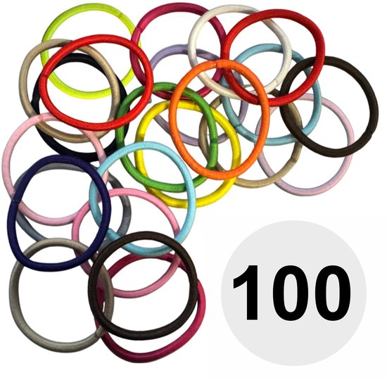 Fako Fashion® - Elastiques à cheveux - Ø 45mm - 4mm d'épaisseur - 100 Pièces - Mix