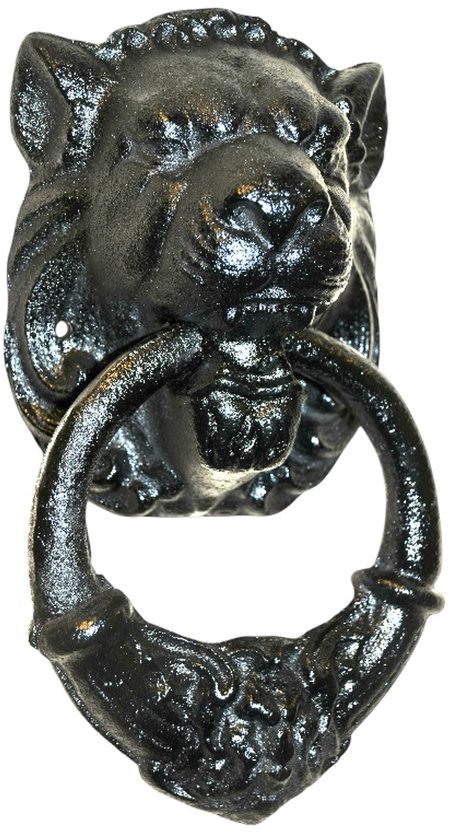 Deurklopper leeuwenkop - gietijzer - glans zwart