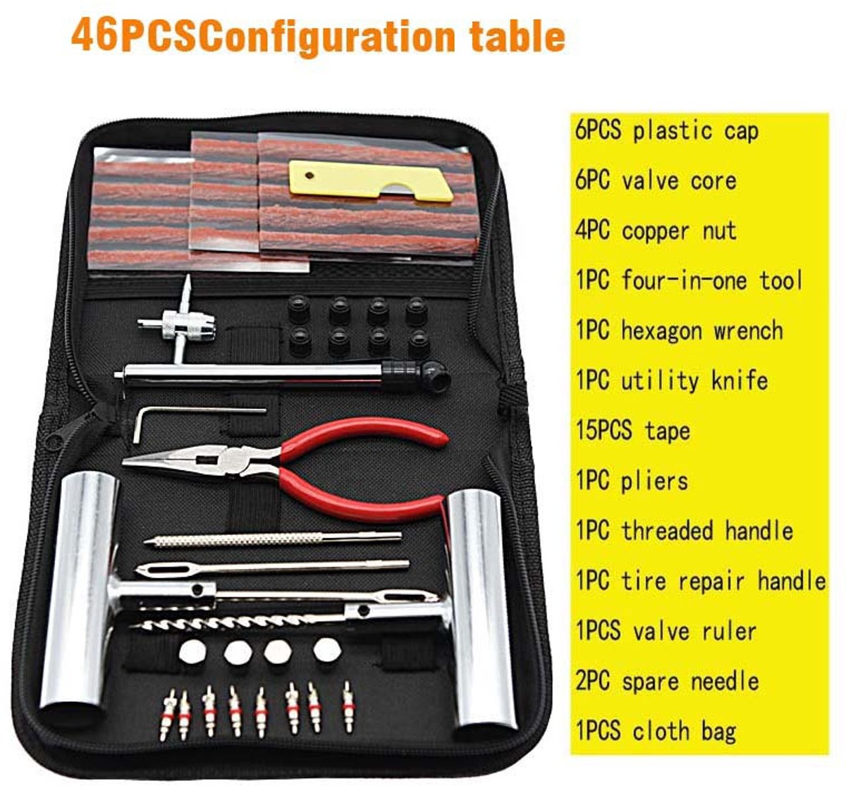 Banden Reparatieset - voor Motor, brommer of Auto - Inclusief opbergkoffer - Banden reparatieset - Reparatie set Banden - voor auto - bestelwagen - motorfiets - kofferbak thumbnail 2