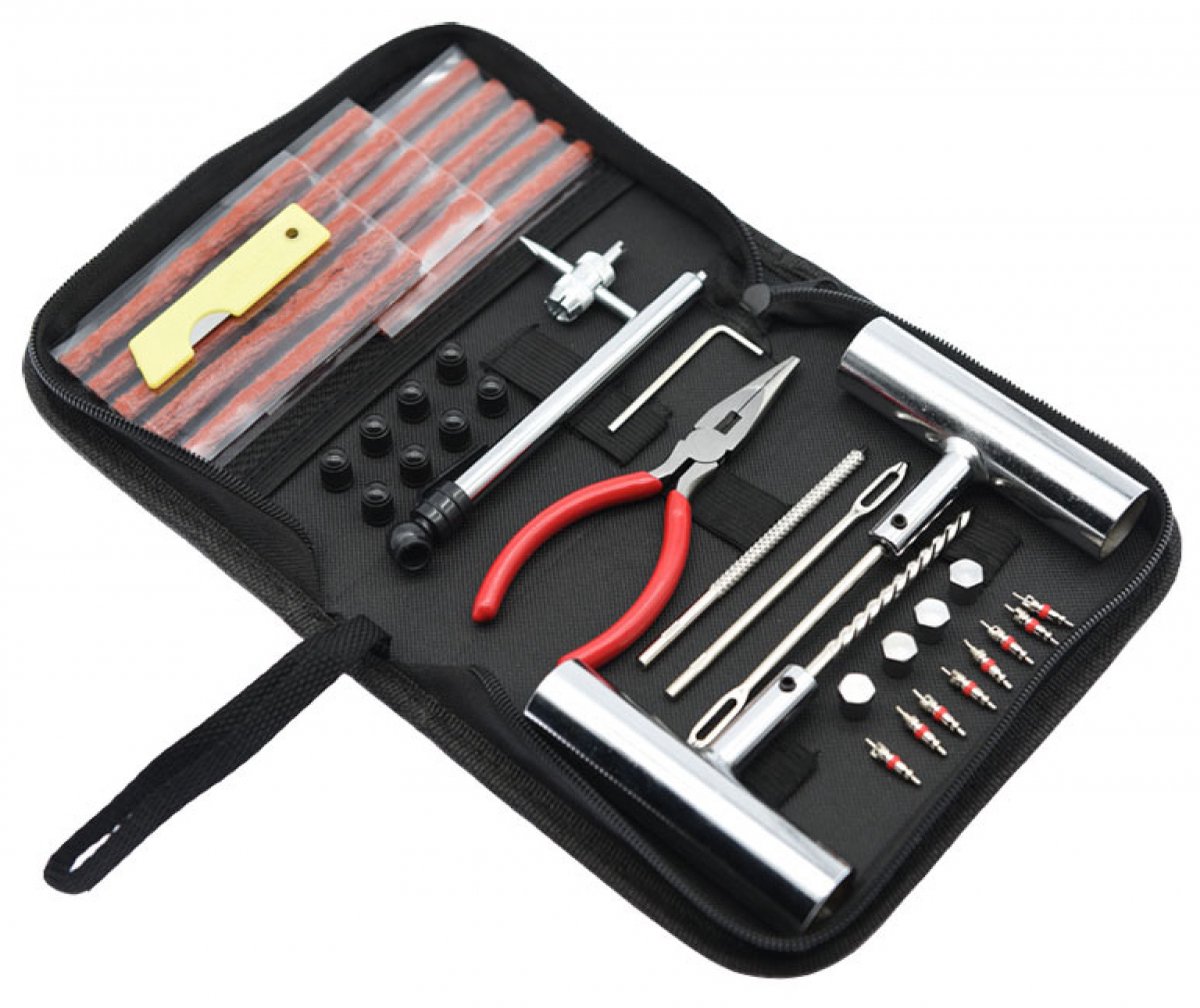 Banden Reparatieset - voor Motor, brommer of Auto - Inclusief opbergkoffer - Banden reparatieset - Reparatie set Banden - voor auto - bestelwagen - motorfiets - kofferbak