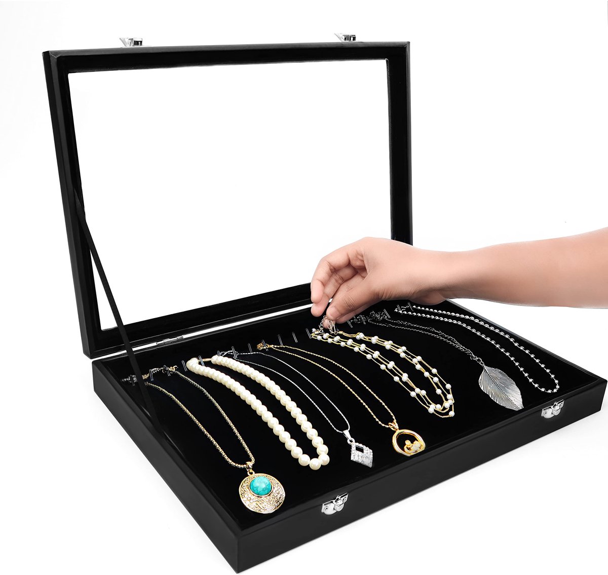OLYCRAFT Zwarte Hand Vorm Sieraden Display Houder Armband Ketting Ring Sieraden Stand Hars Ring Display Stand Rack Ketting en Armband Houder voor Sieraden Display Verjaardagscadeaus