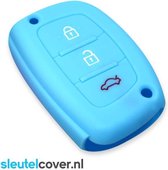 Autosleutel Hoesje geschikt voor Hyundai - SleutelCover - Silicone Autosleutel Cover - Sleutelhoesje Lichtblauw