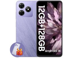 Blackview WAVE 8 - Smartphone - 128GB - 6.56 inch - 4G Dual SIM - 5000mAh - 6.56 inch - Android 14 - 90Hz - GPS - Paars