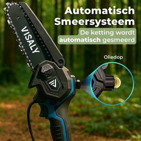 Visaly Ultra Snoeiset 2-in-1 - Mini Kettingzaag & Elektrische Snoeischaar - Snoeigereedschap - Accu Snoeischaar - Accu Kettingzaag - Takkenzaag - Snoeizaag - Incl. Opbergkoffers, Reserve Accessoires & 4 Accu's van Merkloos	 — afbeelding 3