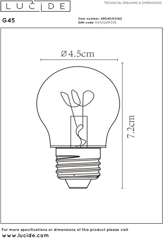 Ampoule LED Lucide - Lampe à filament - LED Dim. - E27 - 1x3W 2200K - Ambre