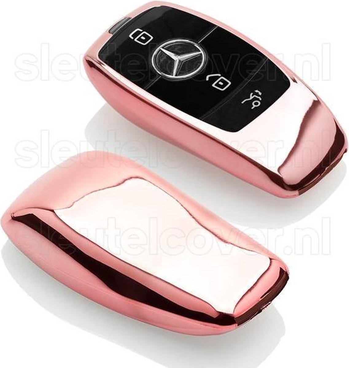Autosleutel Hoesje geschikt voor Mercedes - SleutelCover - TPU Autosleutel Cover - Sleutelhoesje Rose Goud Hoogglans