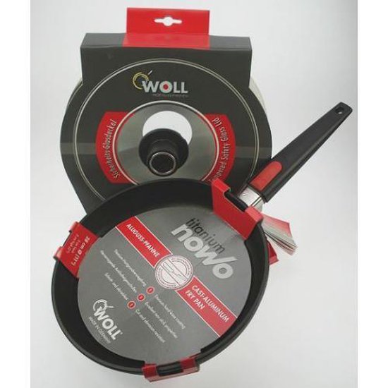 Woll Nowo Titanium Platte pan 28 cm hoogte 5 cm met afneembare handgreep - geschikt voor keramiek, gas, elektrisch, halogeen - niet geschikt voor inductie, gegoten aluminium, coating : Woll