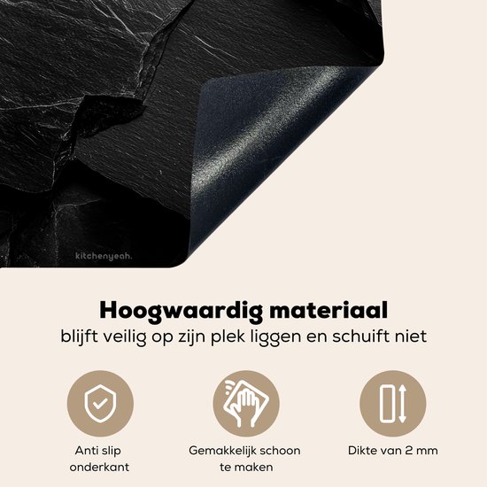 KitchenYeah® Protection plaque induction 60x55 cm - Noir - Pierre - Rock - Protege plaque de cuisson - Couvre plaque induction - Protecteur d'induction - Cuisine