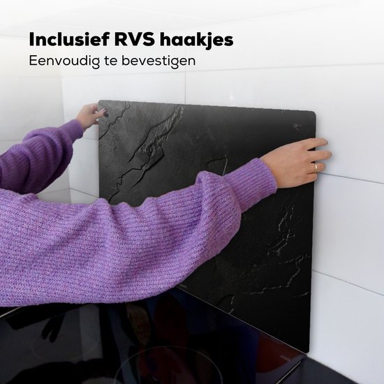 KitchenYeah® Protection plaque induction 75x55 cm - Noir - Pierre - Béton - Protege plaque de cuisson - Couvre plaque induction - Protecteur d'induction - Cuisine