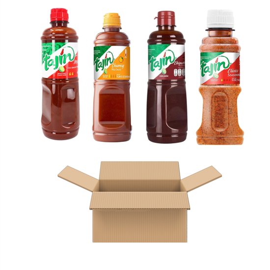 Tajin Mild Hot Sauce, Chamoy Sauce, Salsa Chipotle, Clasico Seasoning (2x455ml, 475ml, 142g)