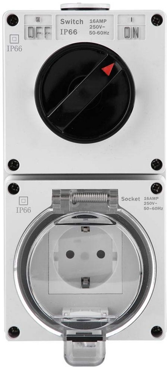Oneproduct Buitenstopcontact - Stopcontact met schakelaar - IP66 afsluitkap - Grijs